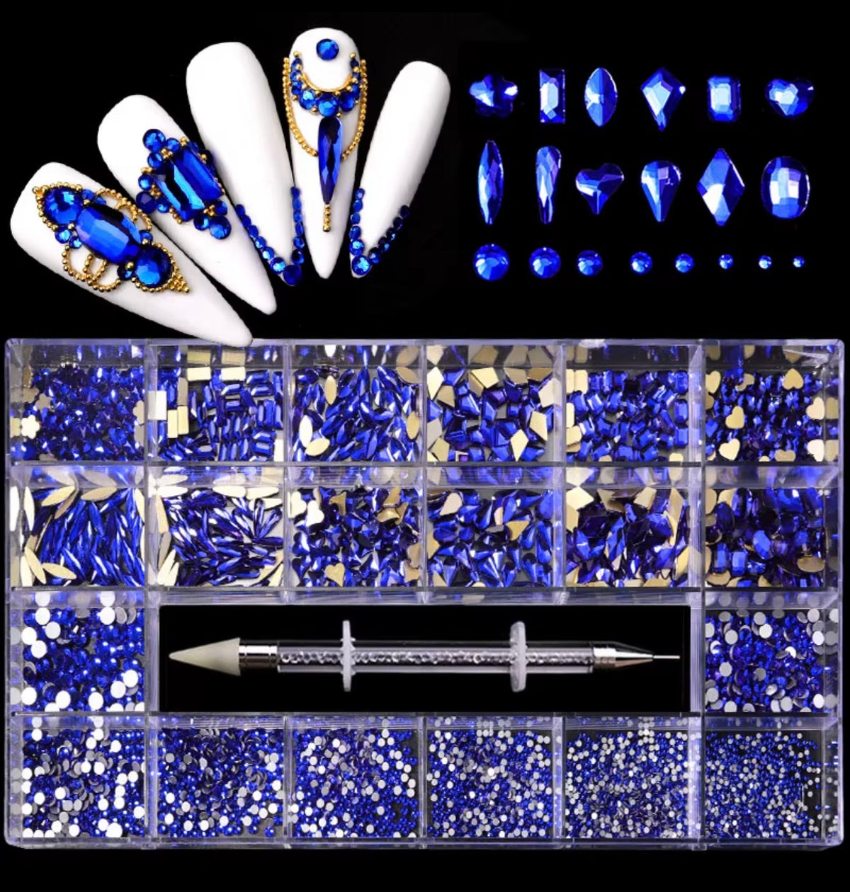 Blue Rhinestone Box