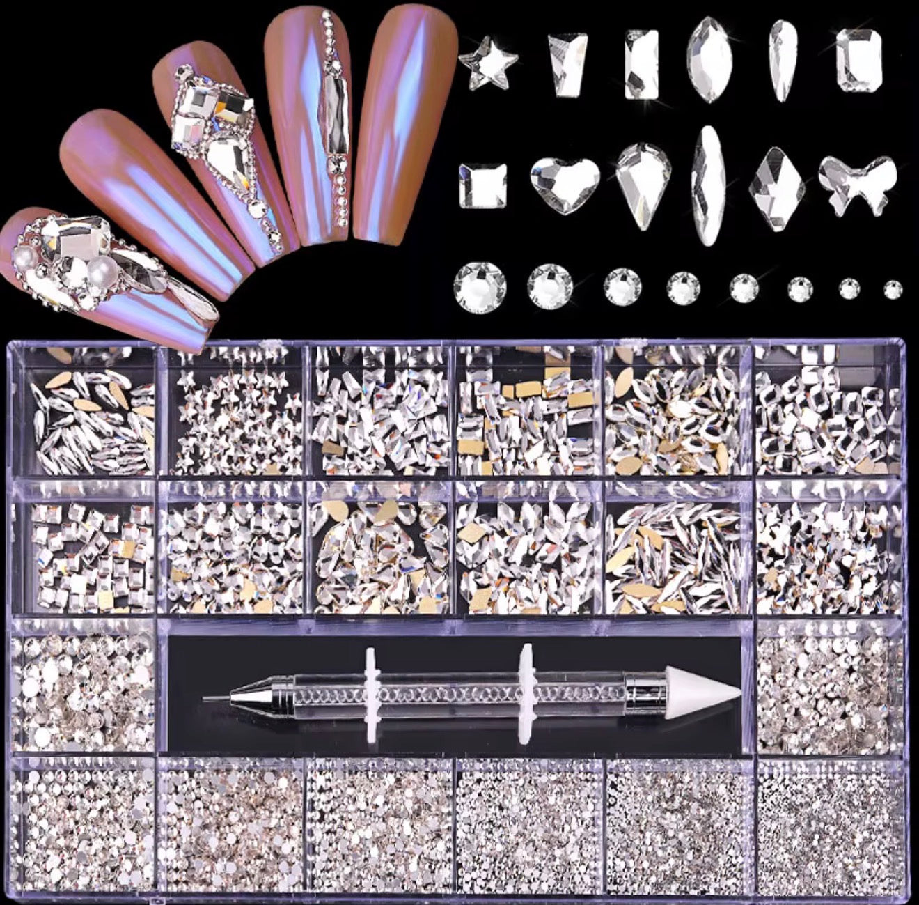 Silver Rhinestone Box