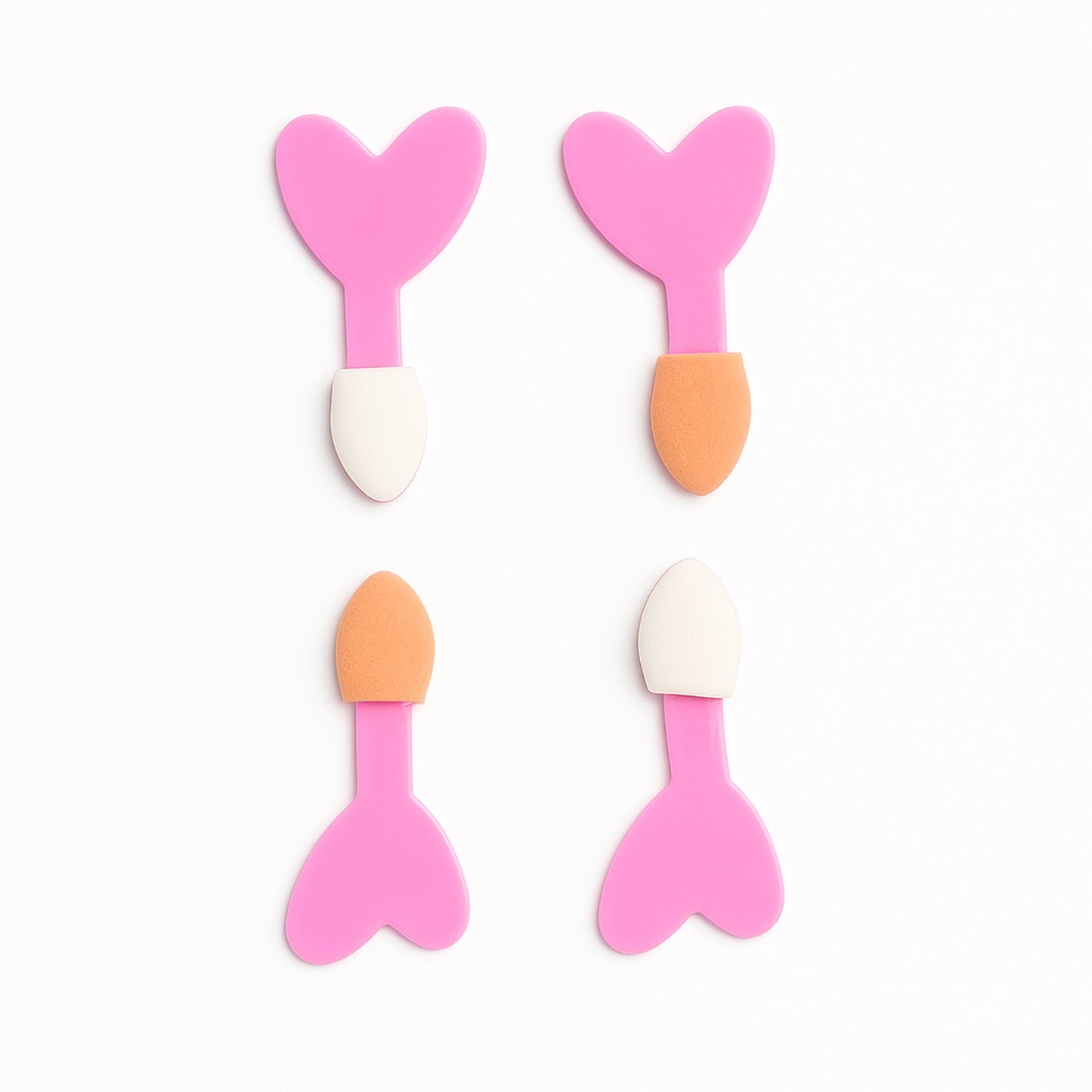 Nail art applicator brushes with pink heart handles for chrome powder