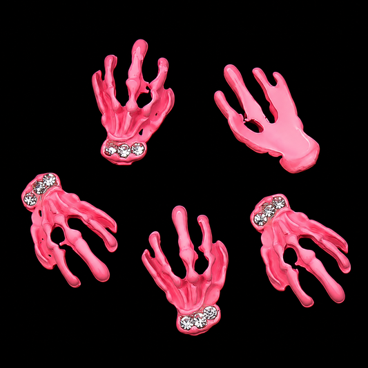 Pink Skeleton Nail Charms 5pcs
