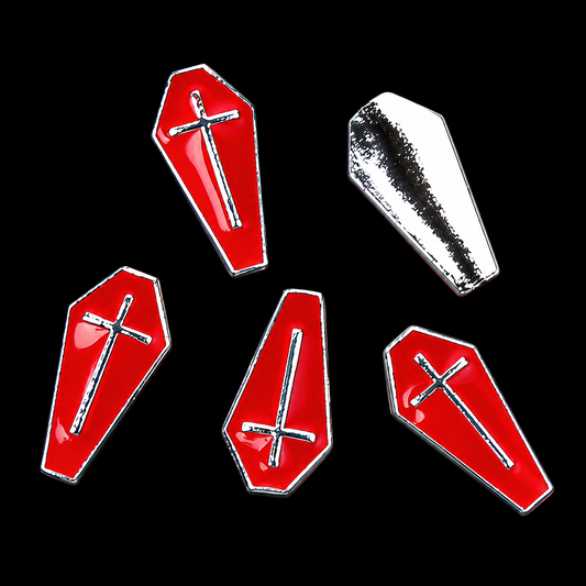 Red Coffin Nail Charms 5pcs