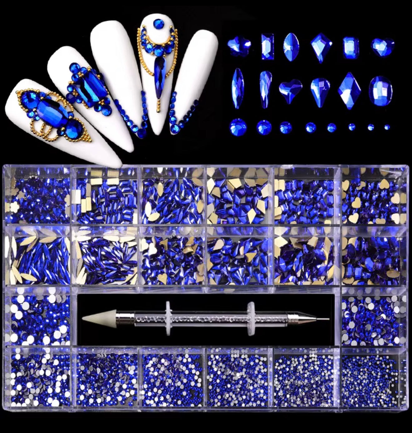 Blue Rhinestone Box