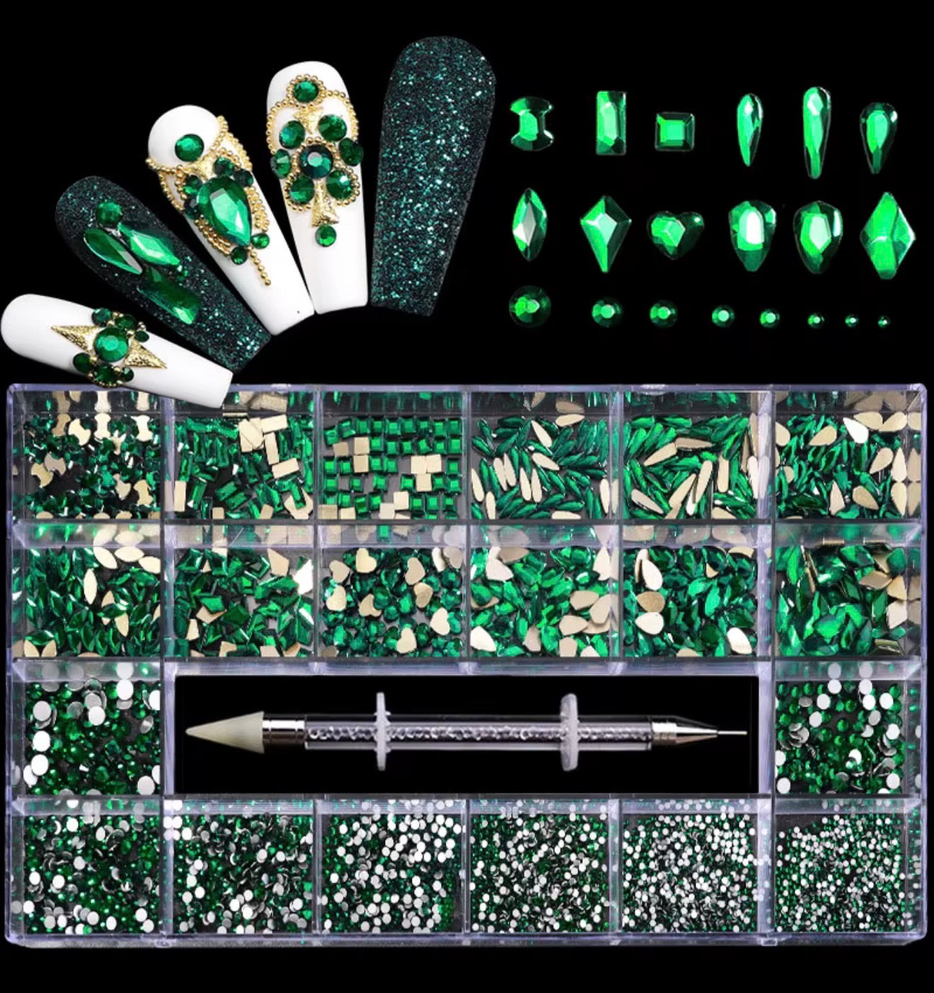 Green Rhinestone Box