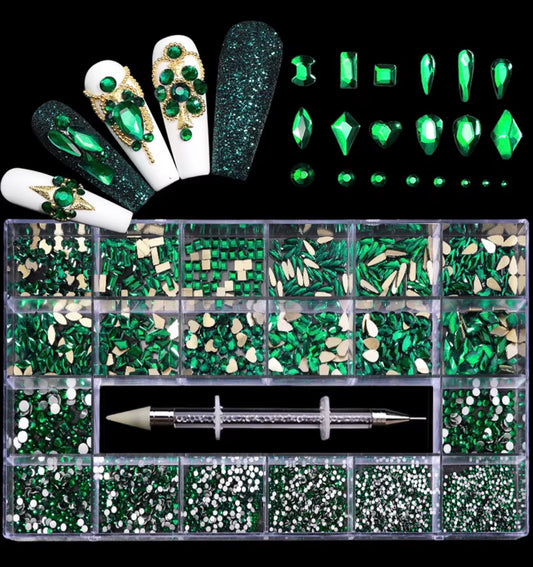 Green Rhinestone Box