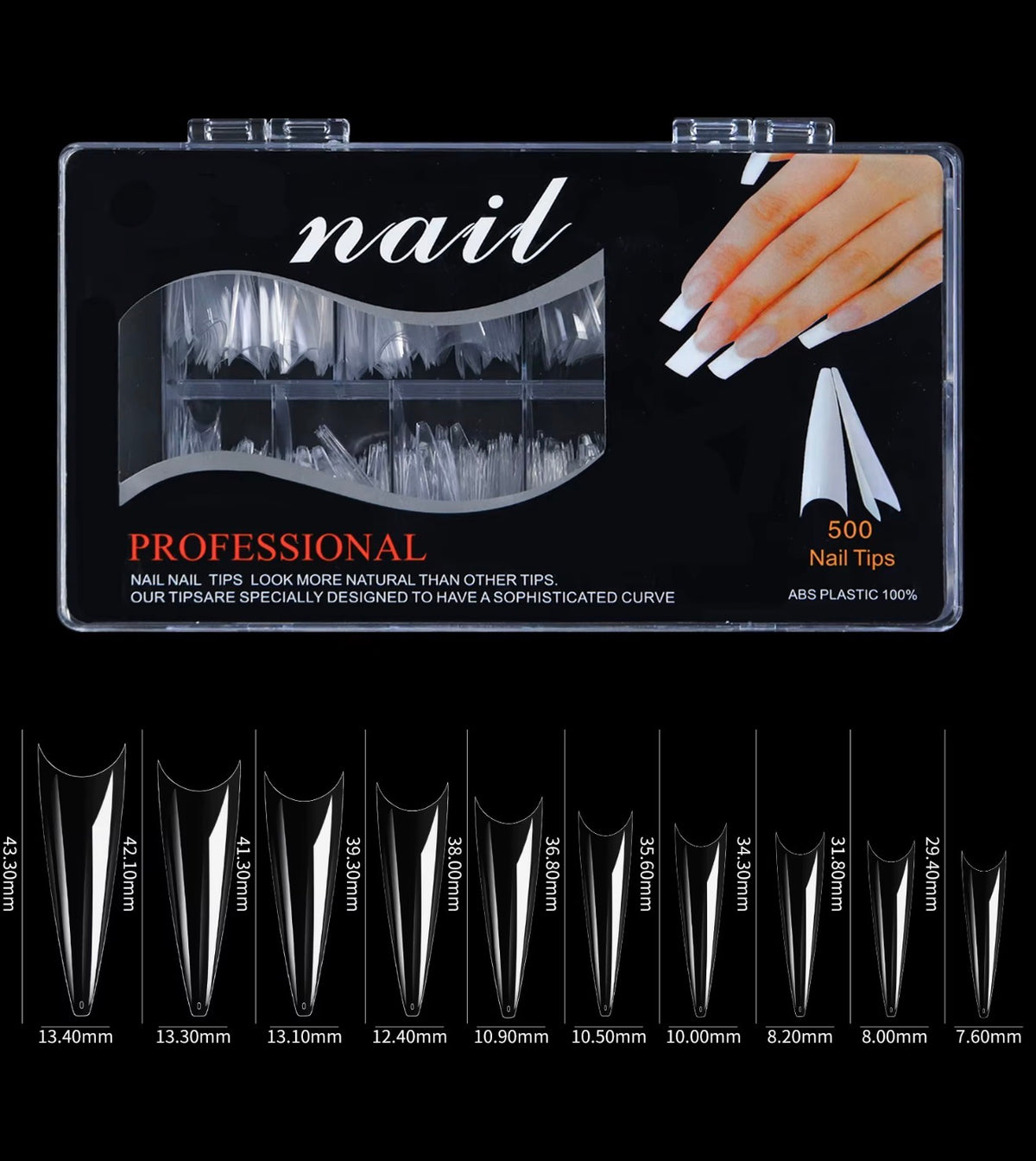 Clear Stiletto Nail Tips #004
