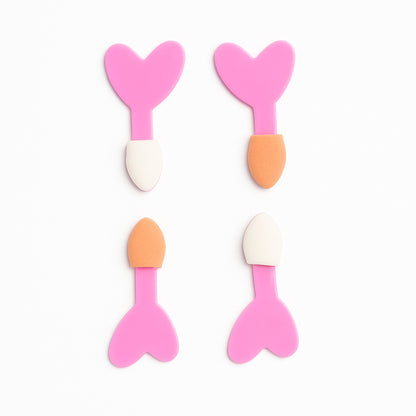 Nail art applicator brushes with pink heart handles for chrome powder