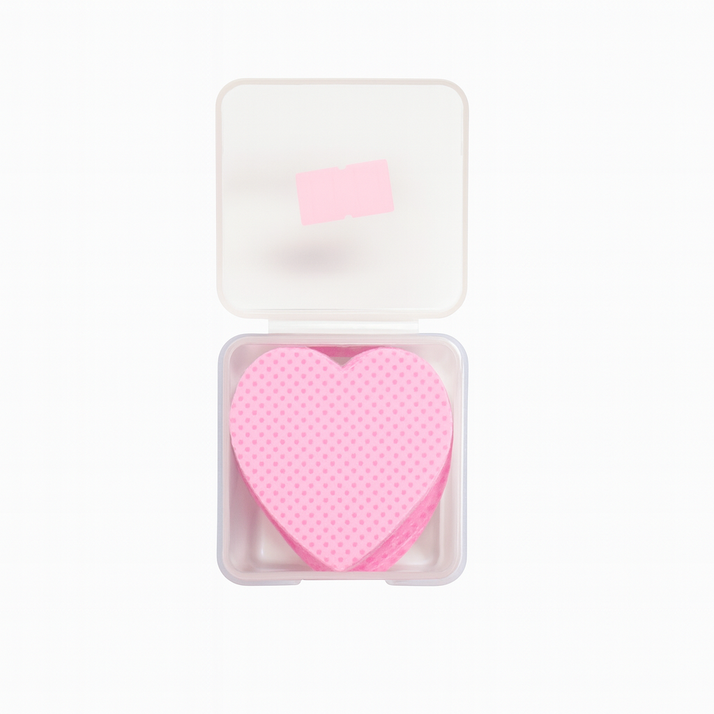 Pink lint-free nail wipes in heart shape – 200 piece