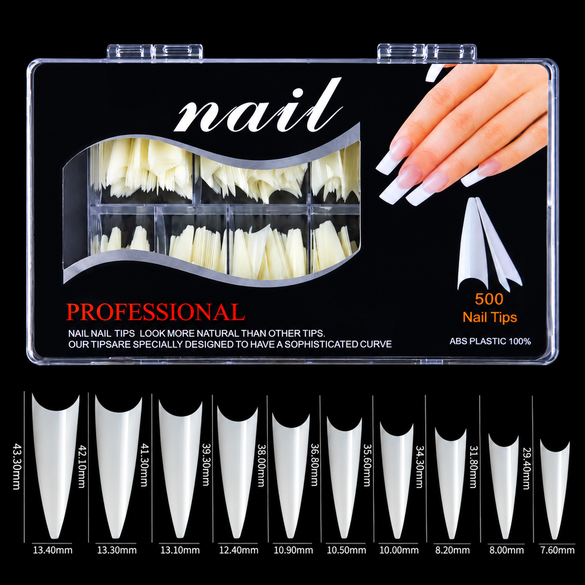 Natural Stiletto Nail Tips #001