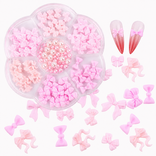 Pink Bow and Pearl Charms