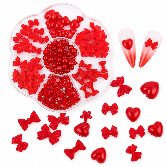 Red Charms - Mixed: Bows, Pearls, Hearts, and Flowers